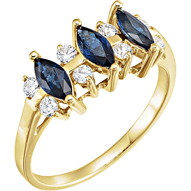 Blue Sapphire Marquise Engagement Ring 